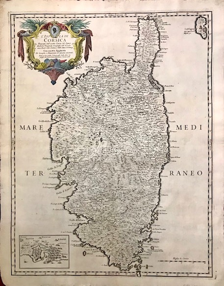 De Vaugondy Robert (1688-1766) L'Isola di Corsica. Ricavata dall'esatta Carta del Signor Roberto Vaugondy geografo dell'Accademia Reale delle Scienze, e belle lettere di Nancy; con nuova aggiunta di Luoghi, e Situazioni, in questa esistenti 1768 Roma 
